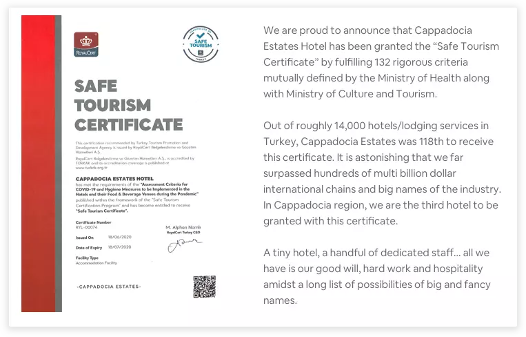 Cappadocia Estates Safe Certificate